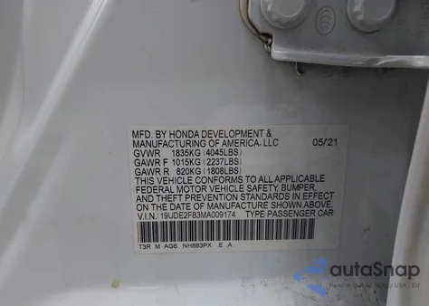 2021 Acura Ilx Premium A-Spec Packages/Technology A-Spec Packages z USA, uszkodzony, nr VIN 19UDE2F83MA009174